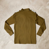 Back View of Brown Lightweight Ranger Shirt with White and Colorful Beaded Epaulettes