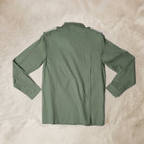 Back View of Khaki Green Lightweight Ranger Shirt with White and Colorful Beaded Epaulettes