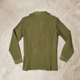Back View of Light Khaki Green Lightweight Ranger Shirt with White and Colorful Beaded Epaulettes